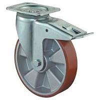 BS Rollen Zwenkwiel met totaalklem | wiel-d. 100 mm draagvermogen 200 kg | met schroefplaat kogellager | gietwerk polyurethaan-wielband | 1 stuk - - thumbnail