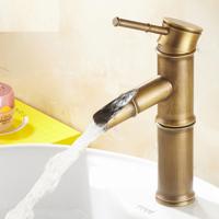 Saniclear Bamboo wastafelkraan met waterval uitloop antiek brons - thumbnail