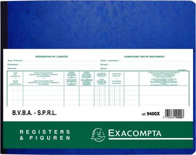 Register Piqure aandeelhouder BVBA/ SPRL 320x240mm 80vel groen | 5 stuks Register Piqure aandeelhouder BVBA/ SPRL 320x240mm 80vel groen | 5 stuks