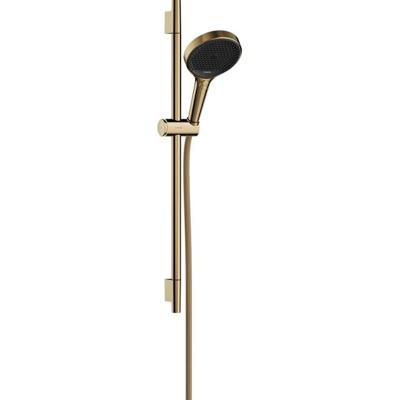 Hansgrohe Rainfinity doucheset 130 3jet met glijstang S Puro 65 cm, push-schuifstuk en Designflex textiel doucheslang 160 cm, Polished Gold Optic