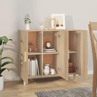 Dressoir 90x34x80 cm bewerkt hout sonoma eikenkleurig - thumbnail