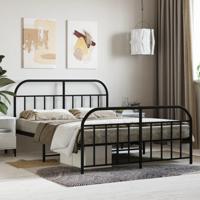 Bedframe met hoofd- en voeteneinde metaal zwart 135x190 cm - thumbnail