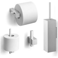ZACK Carvo toilet accessoires 4-delig vierkant geborsteld rvs - thumbnail