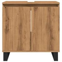 Badkamerkast 58x33x60 cm bewerkt hout artisanaal eikenkleurig - thumbnail