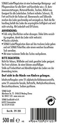 SONAX leder verzorging "leather care lotion" leather care 500 ml - thumbnail