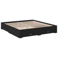 Bedframe met lades bewerkt hout zwart 180x200 cm - thumbnail