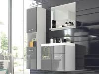 Complete badkamer MONTELIO 4 deuren wit/hoogglans grijs met bassin - thumbnail