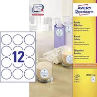 Avery-Zweckform L3416-100 Universele etiketten Ø 60 mm Papier Wit 1200 stuk(s) Permanent hechtend Inkjet, Laser (zwart/wit), Laser (kleur), Kopiëren - thumbnail