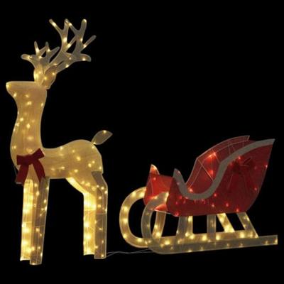 VidaXL Kerstdecoratie rendier en slee 100 led's warmwit