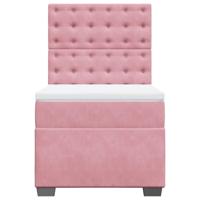 Boxspring met matras fluweel roze 90x190 cm - thumbnail