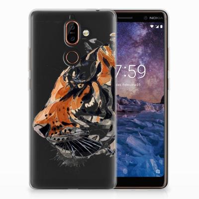 Smartphone hoesje Nokia 7 Plus Watercolor Tiger