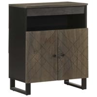 Dressoir 60x33x75 cm massief mangohout zwart - thumbnail