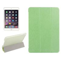 Zijde textuur horizontale Flip lederen draagtas met drie-opvouwbare houder voor iPad mini 2019 (groen) - thumbnail