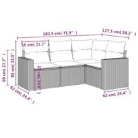 4-delige Loungeset met kussens poly rattan beige - thumbnail