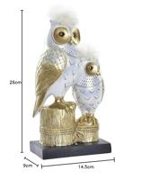 Decoratieve figuren DKD Home Decor 14,5 x 9 x 26 cm Uil Gouden Wit - thumbnail