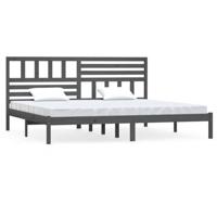 Bedframe massief grenenhout grijs 200x200 cm - thumbnail