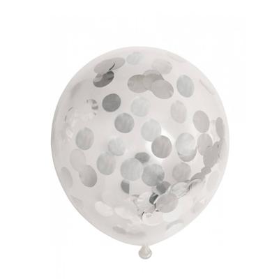 Globos Confetti ballonnen papieren confetti metallic zilve 30cm, 6st.