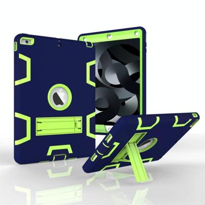 Voor iPad Air Shockproof PC + Siliconen beschermhoes met houder (Navy Blue Yellow Green) Voor iPad Air Shockproof PC + Siliconen beschermhoes met houder (Navy Blue Yellow Green)