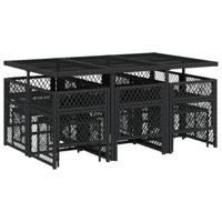 11-delige Tuinset met kussens poly rattan zwart - thumbnail