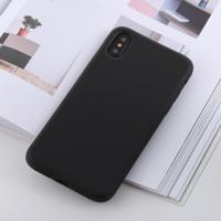 Schokbestendige effen kleur vloeibare Silicone voelen TPU Case voor iPhone XS / X (zwart) - thumbnail