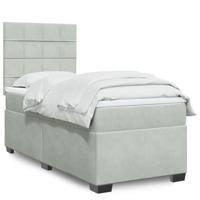 Boxspring met matras fluweel lichtgrijs 90x190 cm - thumbnail
