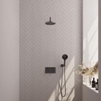Brauer Gunmetal Edition Thermostatische Regendoucheset Inbouw - Hoofddouche 20 cm - Gebogen Wandarm - Met Drukknoppen - Handdouche 3 Standen - Doucheslang - Wandaansluitbocht - Gunmetal - thumbnail