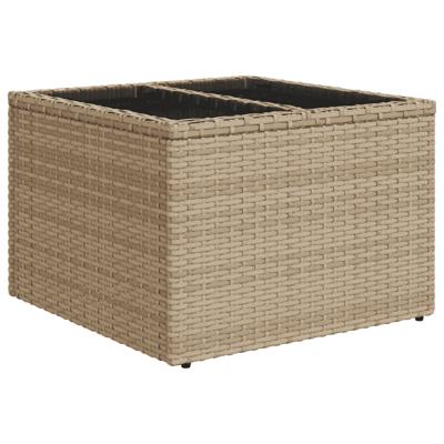 4-delige Loungeset met kussens poly rattan beige - thumbnail