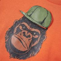 Kindertrui met gorillaprint 128 donkeroranje - thumbnail