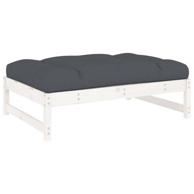 4-delige Loungeset met kussens massief hout wit