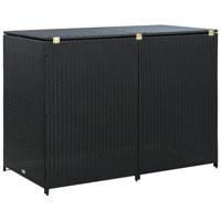 VidaXL Containerberging dubbel 148x80x111 cm poly rattan zwart - thumbnail