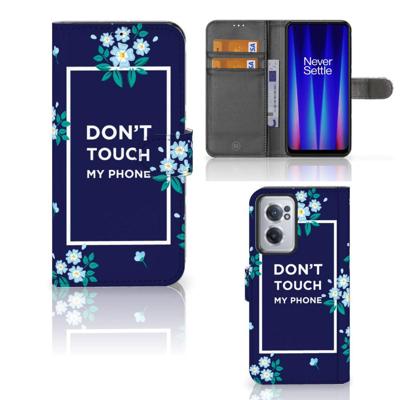 OnePlus Nord CE 2 Portemonnee Hoesje Flowers Blue DTMP OnePlus Nord CE 2 Portemonnee Hoesje Flowers Blue DTMP