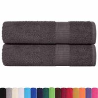 VidaXL Handdoeken 2 st 50x100 cm 360 g/m² 100% katoen antracietkleurig - thumbnail