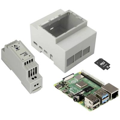 Joy-it DIN-Hutschienen-Kit Pi4 Raspberry Pi 4 B 4 GB 4 x 1.5 GHz Incl. DIN-railbehuizing, Incl. DIN-railnetvoeding, Incl. Noobs OS