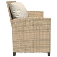 Tuinbank 5-zits met kussens poly rattan beige - thumbnail