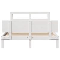 Bedframe met hoofdbord massief grenenhout wit 150x200 cm - thumbnail