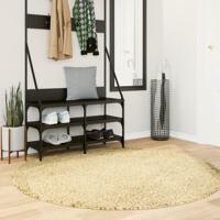 VidaXL Vloerkleed pamplona shaggy hoogpolig modern ø 160 cm goudkleur - thumbnail
