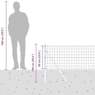 VidaXL Hek met paal grijs 0,6 x 25 m staal en pvc