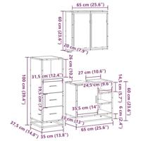 3-delige Badkamermeubelset bewerkt hout sonoma eikenkleurig - thumbnail