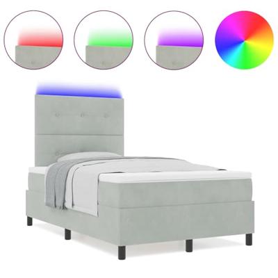 Boxspringbed met matras en LED fluweel lichtgrijs 120x200 cm