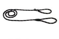 Hondenriem van rond nylon sliplijn 170cm x 8mm zwart - thumbnail
