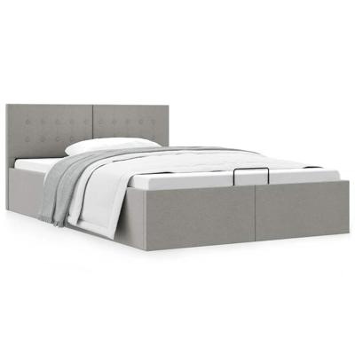 Bedframe met hydraulische opslag stof lichtgrijs 140x200 cm