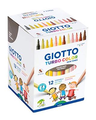 Giotto Turbo Color Skin Tones viltstiften, etui van 12 stuks