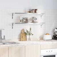 Wandschappen 2 st 50x30 cm roestvrijstaal zilverkleurig - thumbnail