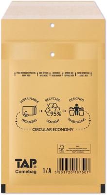 Comebag luchtkussenenveloppen, ft 100 x 165 mm, met stripsluiting, bruin, doos van 200 stuks Comebag luchtkussenenveloppen, ft 100 x 165 mm, met stripsluiting, bruin, doos van 200 stuks
