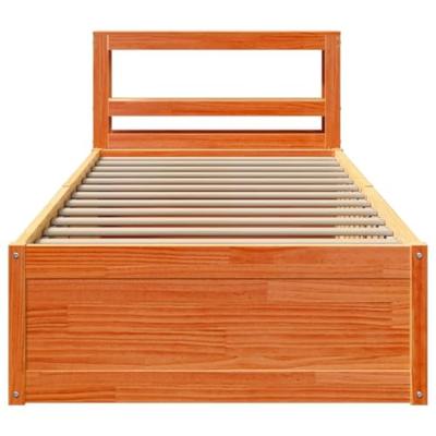 Bedframe met hoofdbord massief grenenhout wasbruin 90x200 cm Bedframe met hoofdbord massief grenenhout wasbruin 90x200 cm