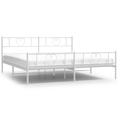 Bedframe met hoofd- en voeteneinde metaal wit 180x200 cm