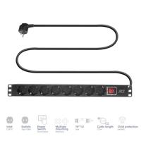 ACT Stekkerdoos PDU 19 inch CEE7/7 8-voudig type F. 2.5m H05VV-F 3G1.5 - thumbnail