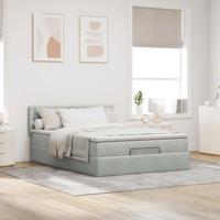 Ottoman bed met matras en LED's 140x200cm fluweel lichtgrijs - thumbnail