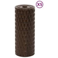 VidaXL Balkonschermen 5 st 255x19 cm poly rattan bruin en zwart - thumbnail