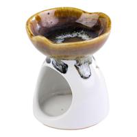 Witte Keramische Oliebrander met Dip Glazuur en Sawahasa Tak - thumbnail